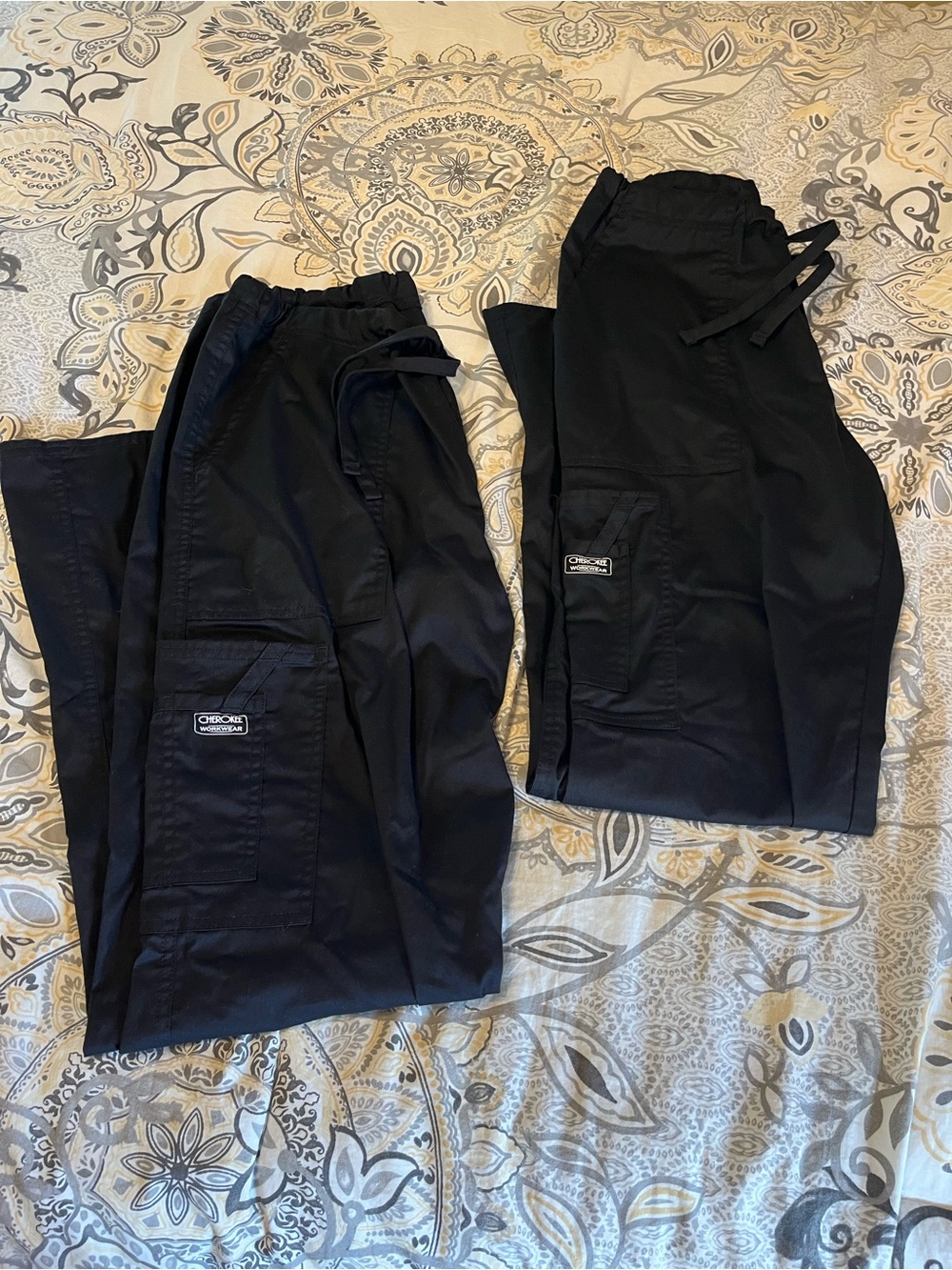 Cherokee Flare Leg Scrub Pants Black *2 Pair* - Size S